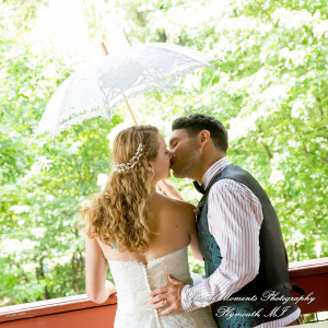 Sydney & John at Ford Field Park Bridge Dearborn MI wedding photography